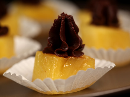 Caramelized Pineapple Bites with Chocolate-Cardamom Ganache