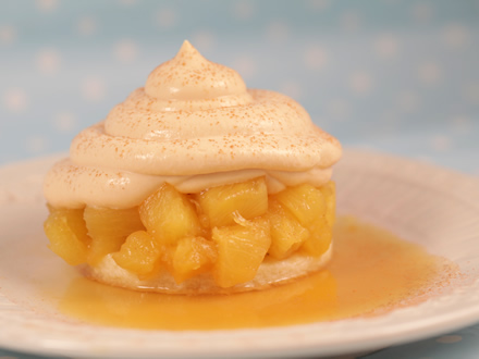 Paris-Inspired Dessert: Caramel Mousse with Rum-Infused Pineapple & Butter Biscuits