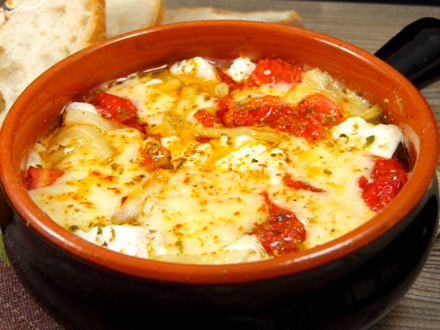 Bouyourdi — Warm Greek Cheese Dip, Perfect for Bread Dipping