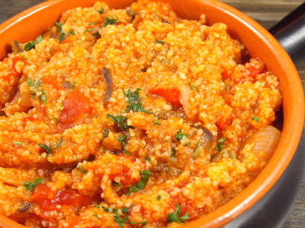 Roasted Summer Vegetables with Harissa and Bulgur