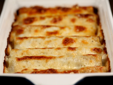 CANNELLONI WITH CHICKEN LIVER & PORCINI MUSHROOM RAGÙ AND CREAMY BECHAMEL