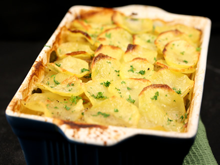 BAKER’S POTATOES — FLAVORFUL LAYERED SIDE DISH PERFECT FOR ROAST LAMB