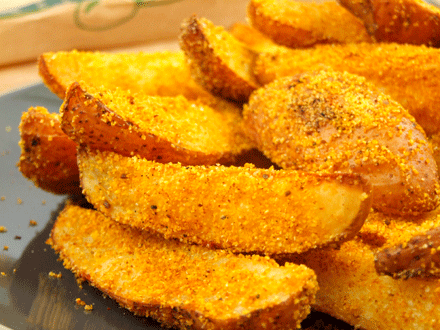 Cornmeal-Crusted Potatoes (“Potatoes in Pajamas”)