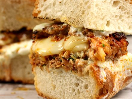 JUICY STUFFED CHEESEBURGERS — SEASONED TO PERFECTION WITH MELTED CHEESE CENTER