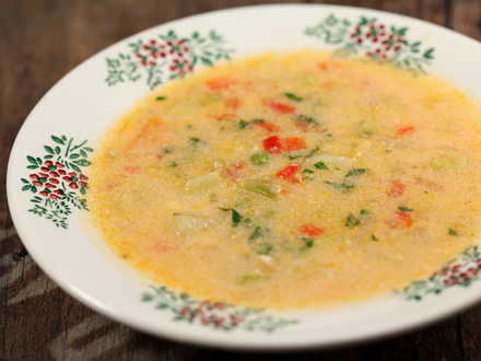 VEGETABLE SOUP WITH SOUR CREAM, EGG, AND LOVAGE — A HEARTY, FLAVORFUL START TO YOUR WEEK