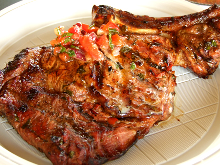 GRILLED BEEF AND VEAL CHOPS WITH CHIMICHURRI