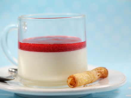 DELICATE LEMON CREAM WITH RASPBERRY COULIS AND LEMON TUILE