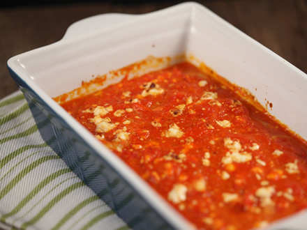 CREAMY TOMATO AND FETA SHRIMP BAKE (Garides Saganaki)