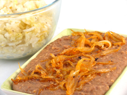 CREAMY WHITE BEAN PUREE WITH CARAMELIZED ONIONS