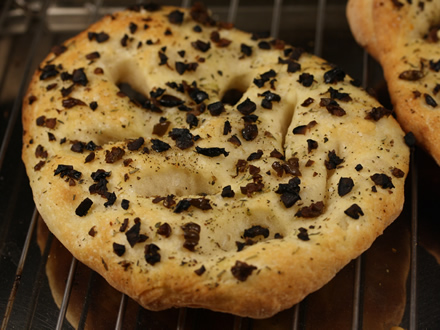 FRENCH-STYLE FOUGASSE WITH OLIVES + BONUS MOZZARELLA BREAD ROLLS