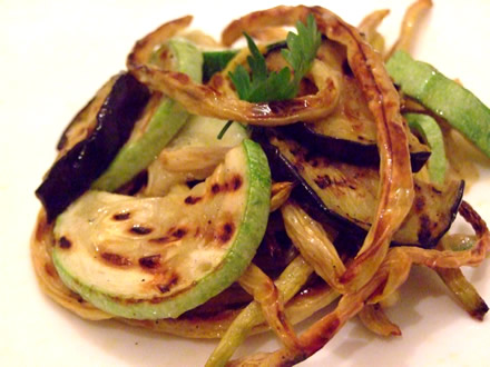 ROASTED GREEN BEANS, GRILLED EGGPLANT AND ZUCCHINI WITH GARLIC MUJDEI