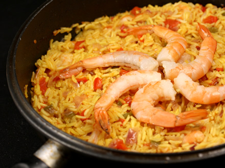 SHRIMP BASMATI RICE WITH HOMEMADE SHRIMP BROTH AND ROASTED VEGETABLES
