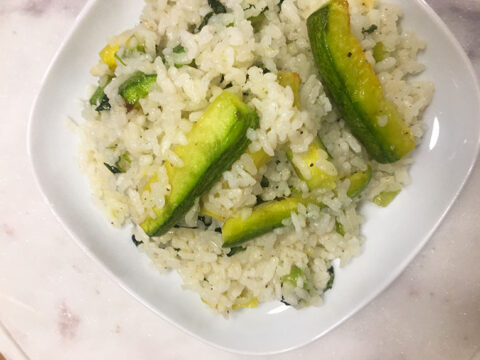 CREAMY ITALIAN-INSPIRED ROUND GRAIN RICE WITH ROASTED ZUCCHINI