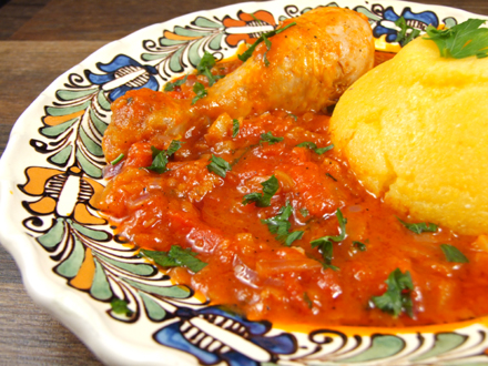 Quick and Comforting Romanian Chicken Ostropel with Polenta
