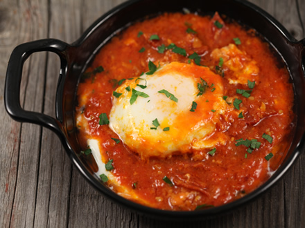 North African Shakshouka with Spanish Chorizo and Turkish Yogurt Twist