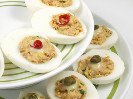Tuna-Stuffed Deviled Eggs Inspired by London Tuna Salad